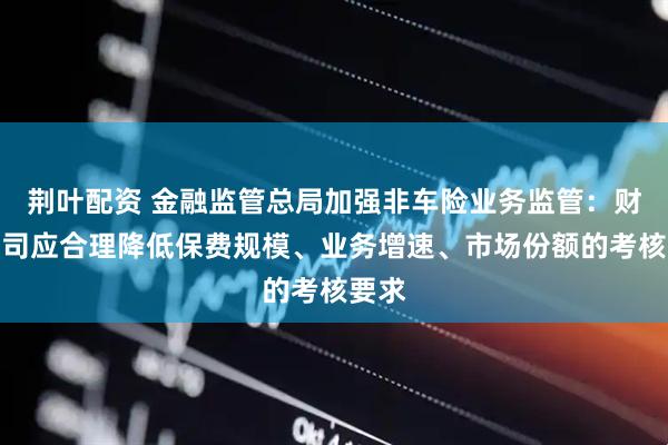 荆叶配资 金融监管总局加强非车险业务监管：财险公司应合理降低保费规模、业务增速、市场份额的考核要求